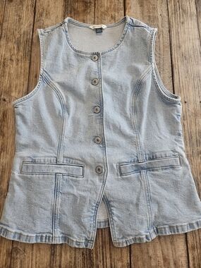American Eagle Outfitters Light Blue Denim Vest